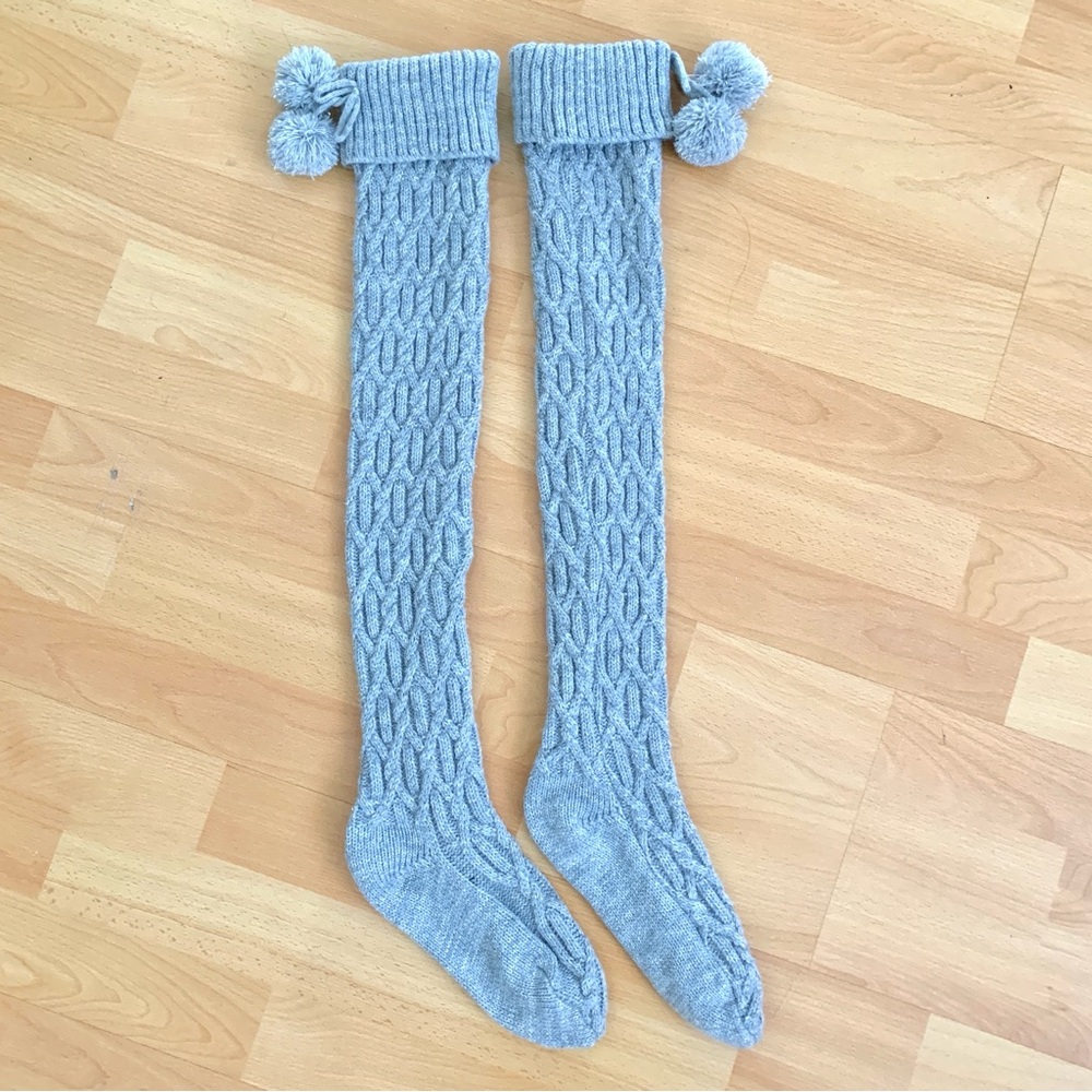 New Without Tags Shiny Gray Knee High Socks